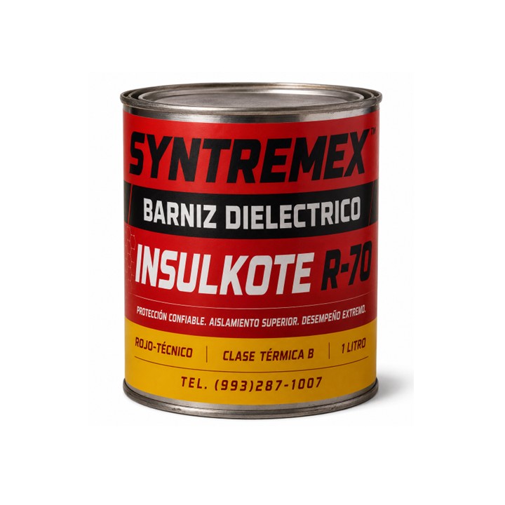 Barniz dieléctrico rojo INSULKOTE R-70 SYNTREMEX de 1 litro para motores, transformadores y bobinados industriales.